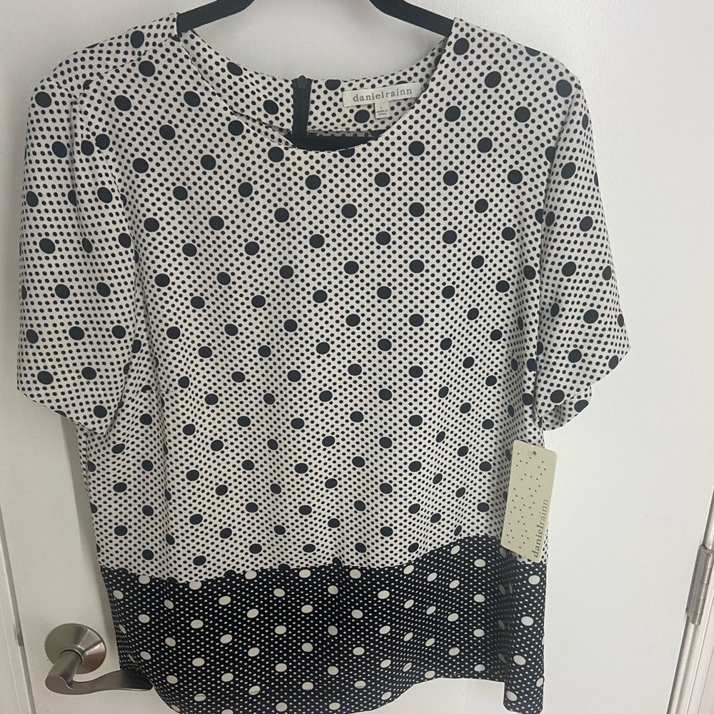 Daniel Rainn Large Polka Dot Blouse NWT